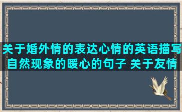 关于婚外情的表达心情的英语描写自然现象的暖心的句子 关于友情(表达婚外情的歌曲)